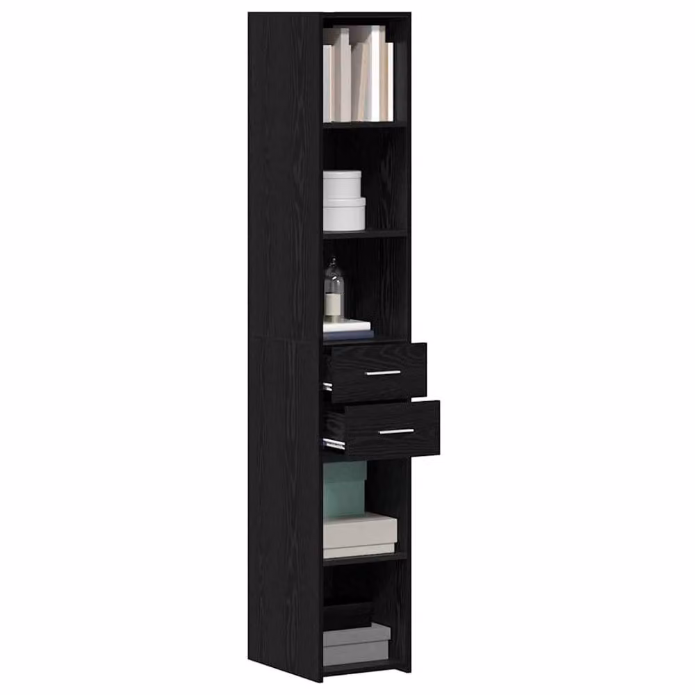 Berkfield Home Highboard in Black Oak, W: 30 cm, D: 42.5 cm, H: 225 cm – 2