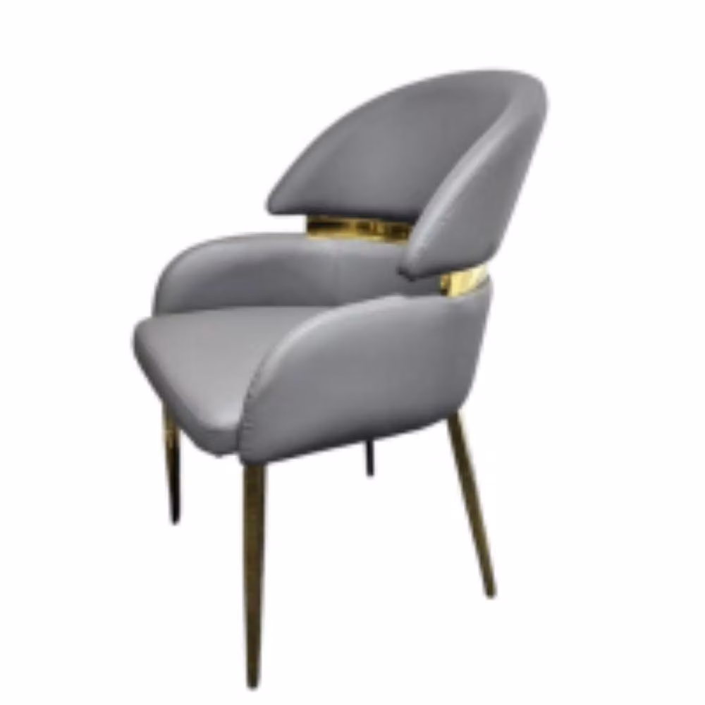 Stratus Interiors Madrid Gold Band PU Leather Dining Chair in Grey – 4