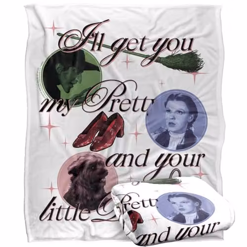 LOGOVISION The Wizard Of Oz I'll Get You My Pretty Super Soft Silky Touch Fleece Throw Blanket, Multicolour, W: 152 cm, D: 127 cm – 1