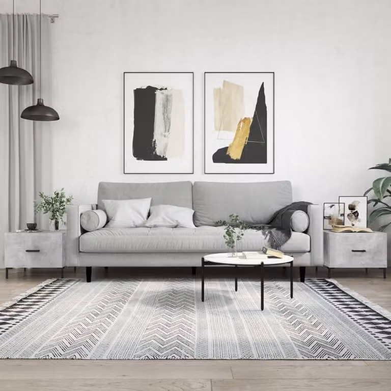 Berkfield Home Set of 2 Square Coffee Tables in Concrete Grey, W/D/H: 50 x 50 x 40 cm