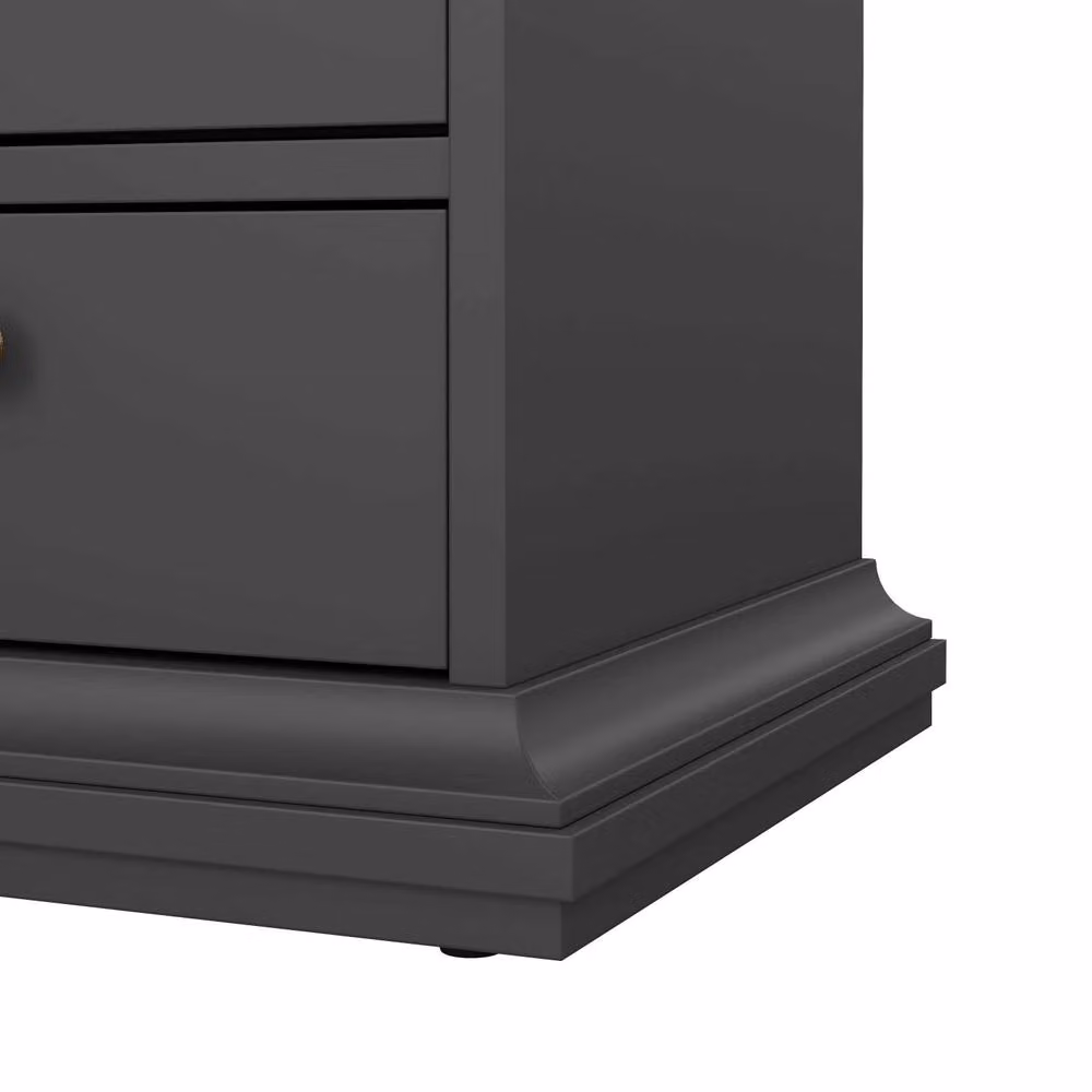 Wyld Haus Osaka Farmhouse Bedside Table in Grey with 2 Drawers, W/D/H: 40.0 x 43.6 x 58.8 cm – 3