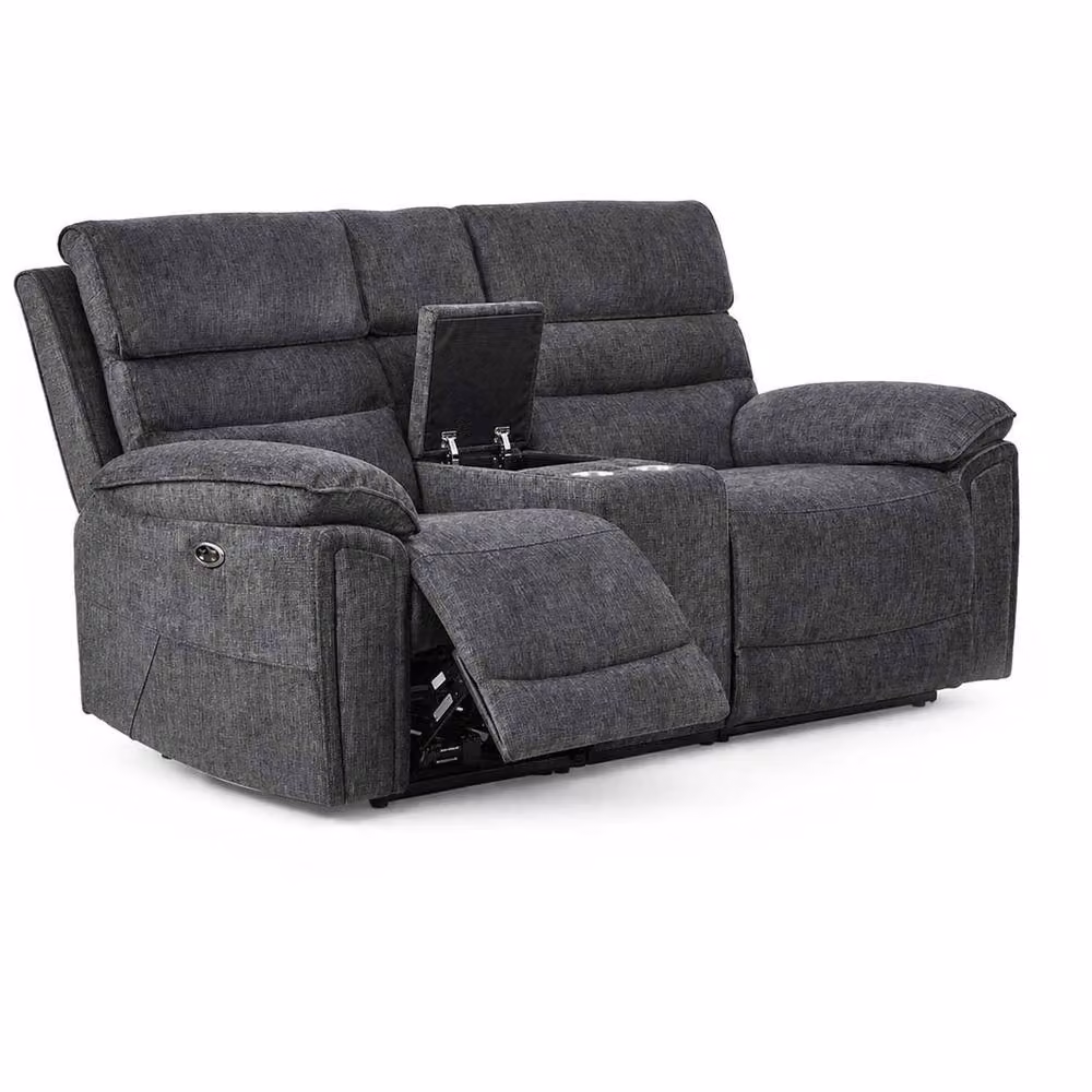 Furnishings For Less UK Sicily 3 Piece Electric Power Recliner Set in Grey Fabric – 2