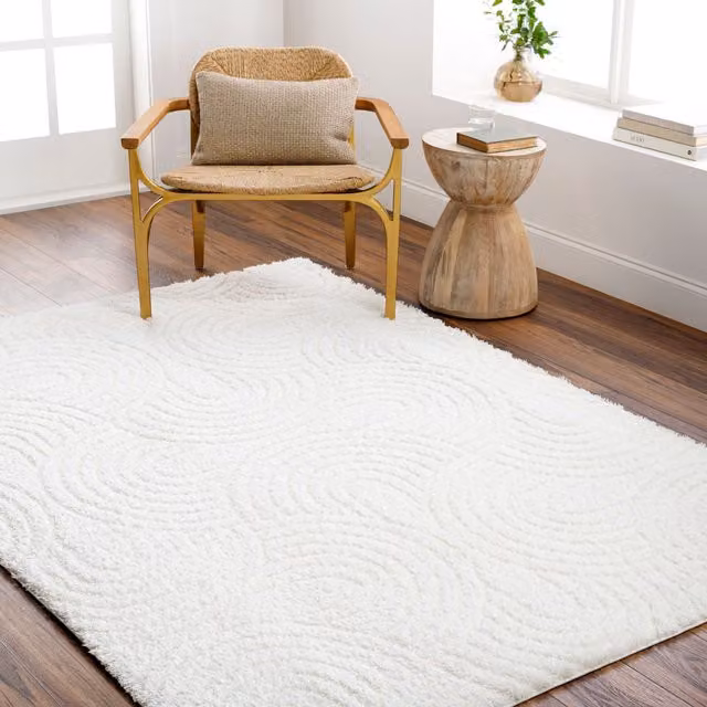 Livabliss Nomadic Shaggy Ivory Modern Abstract Soft Plush Pile Rug W: 160 cm, D: 215 cm – 1