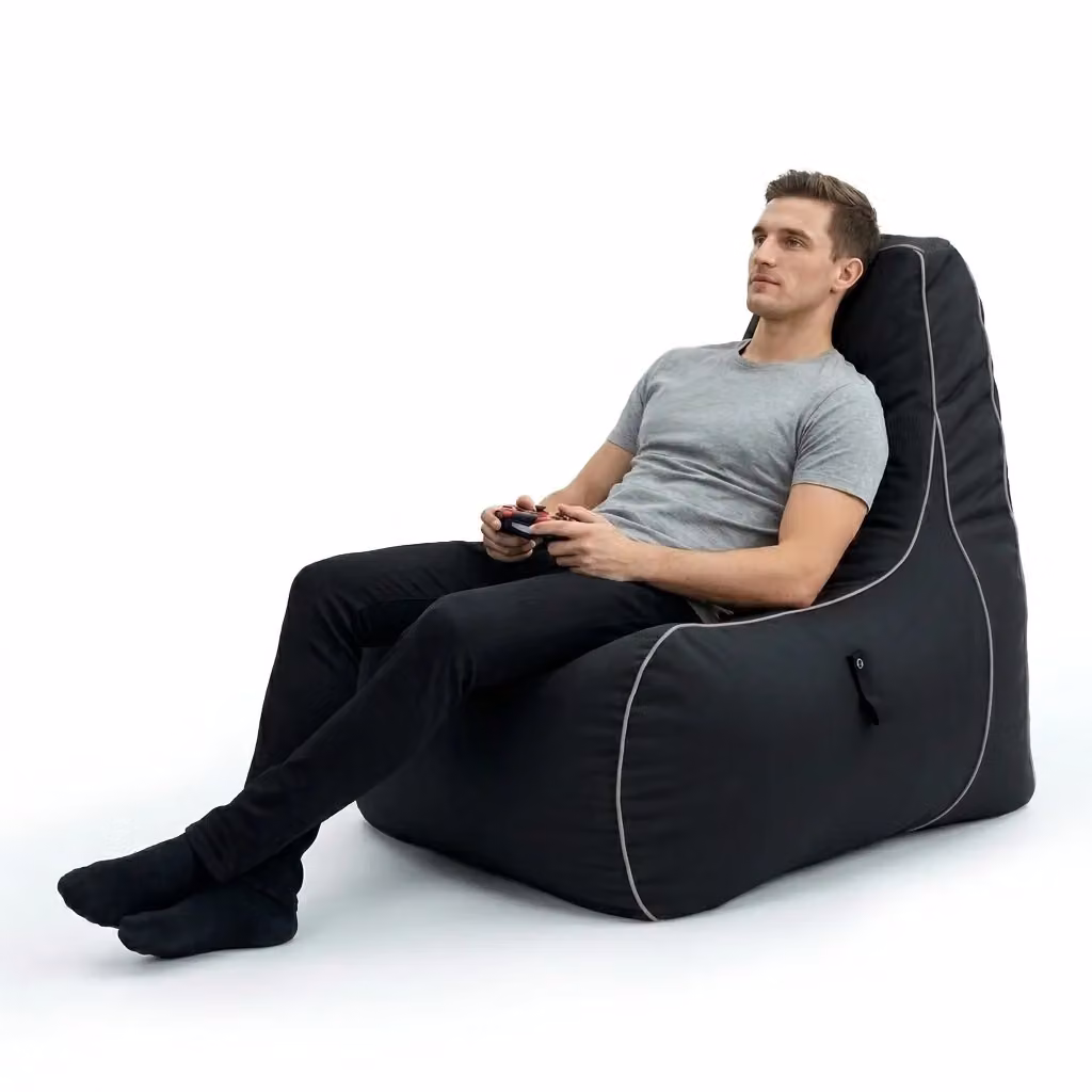 GameOver Store Purifying Code Water Resistant Gaming Bean Bag Chair for Adults in Black