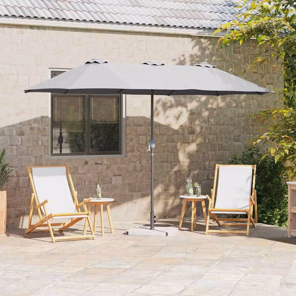 Berkfield Home Modern Garden Parasol in Sand, W/D/H: 380 x 196 x 235 cm – 2
