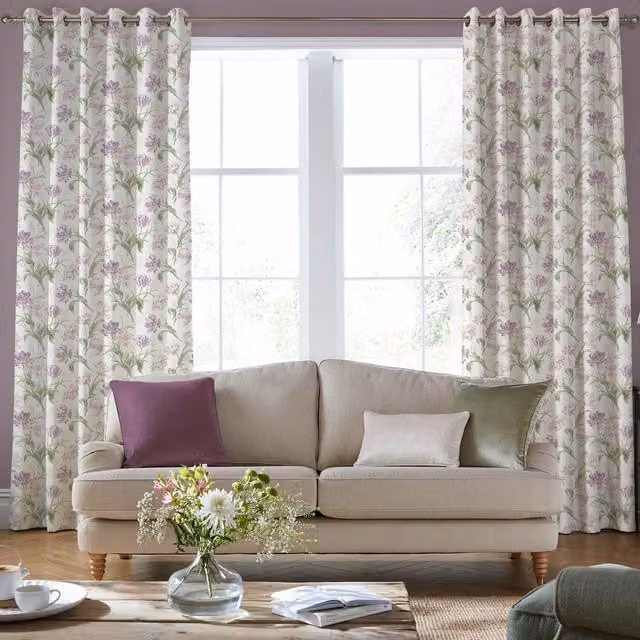 Laura Ashley Gosford Made to Measure Blackout Floral Cotton Curtain Panel in Purple and Multicolour