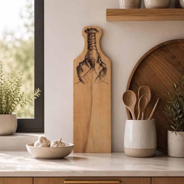 Selbrae House Lobster Framed Beech Serving Board in Natural Wood – 1