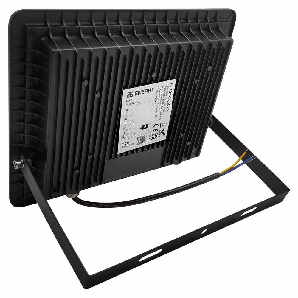 SPETLEK 100W LED Outdoor Floodlight, Cool White 6500K, IP65 Rated, Black – 4