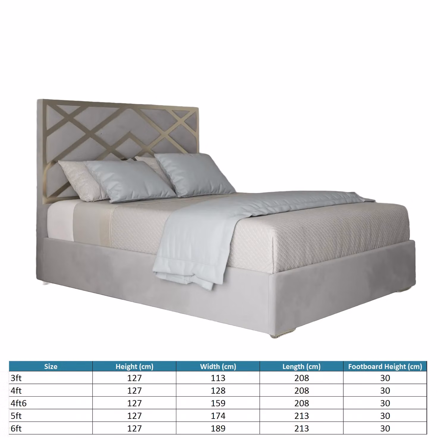 Casani Mayfair Upholstered Velvet Metal Bed Frame in Grey, Super King Size 200 x 200 cm – 2