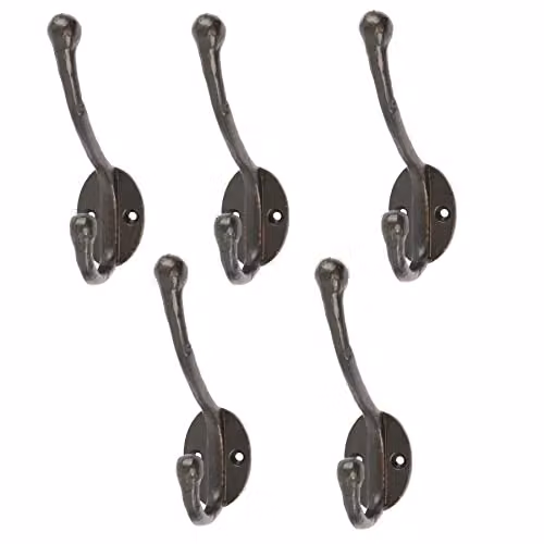 Hammer and Tongs Rounded Hat and Coat Hook, Black, Pack of 5 – 2