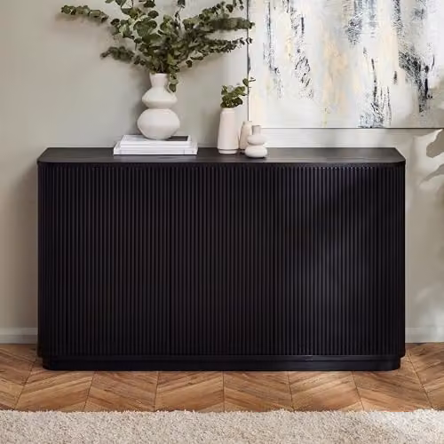 Julian Bowen Louis 3 Door Black Ash Fluted Sideboard, H80 x W142 x D40 cm – 1