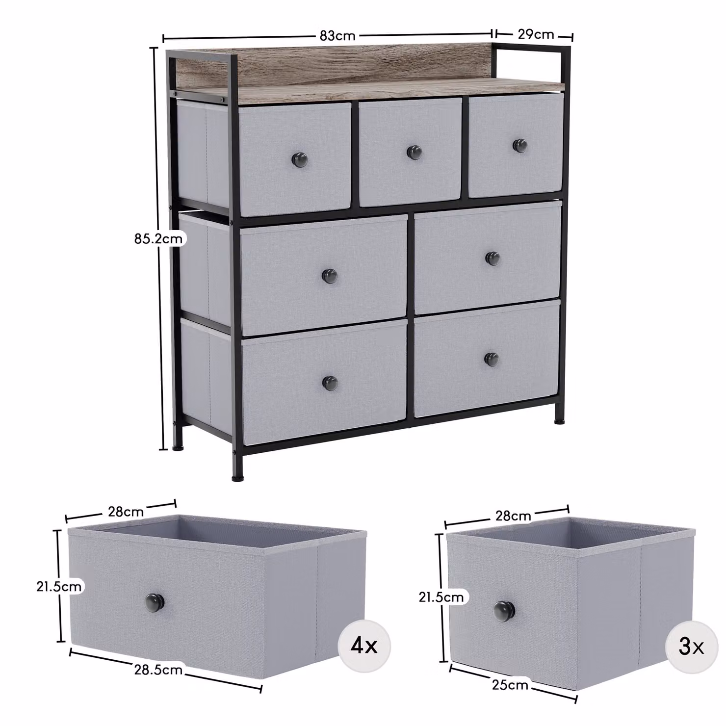 Vida Designs Chorley 7 Drawer Fabric and Metal Chest of Drawers in Beige – 2