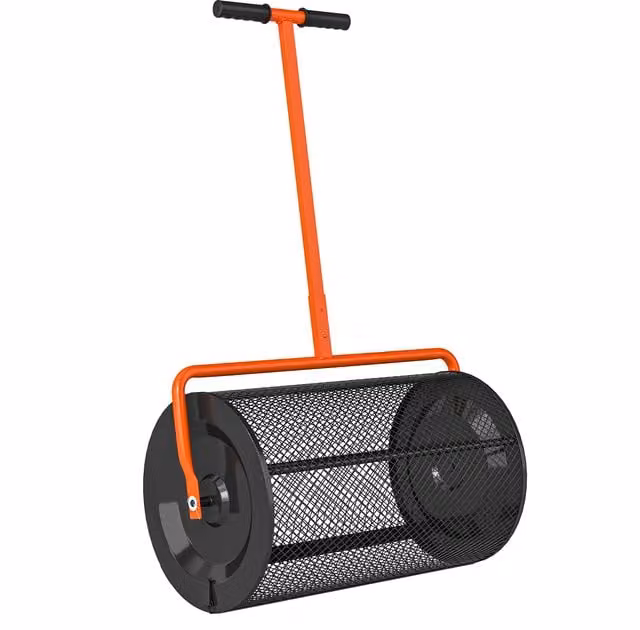 Outsunny Compost Spreader with Height Adjustable T-Shaped Handle and Metal Mesh Basket, Orange, Diameter: 60.96 cm