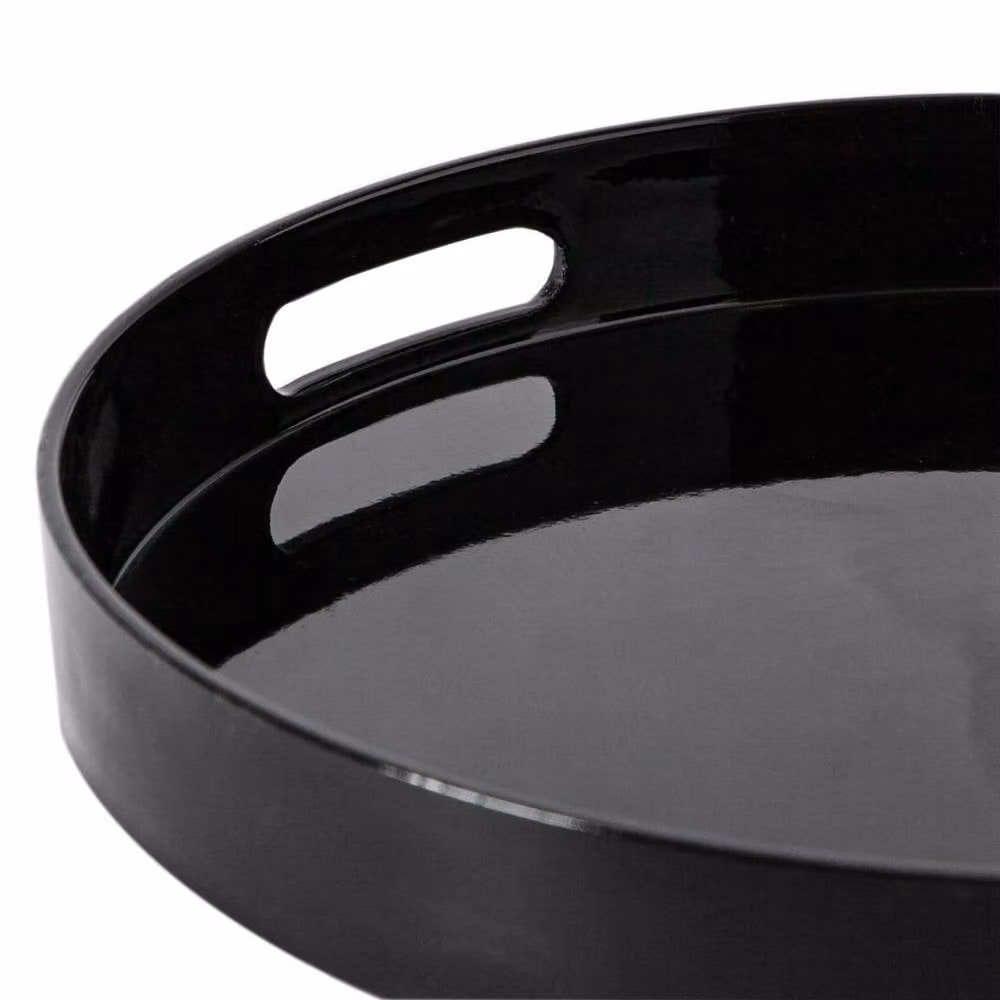 Argon Tableware Pack of 6 Round Melamine Serving Trays in Black, Diameter: 33 cm – 2