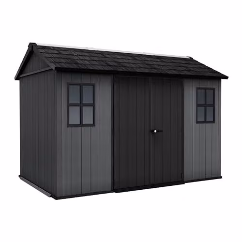 Keter Newton Plus Garden Shed in Anthracite Grey with Windows and Floor