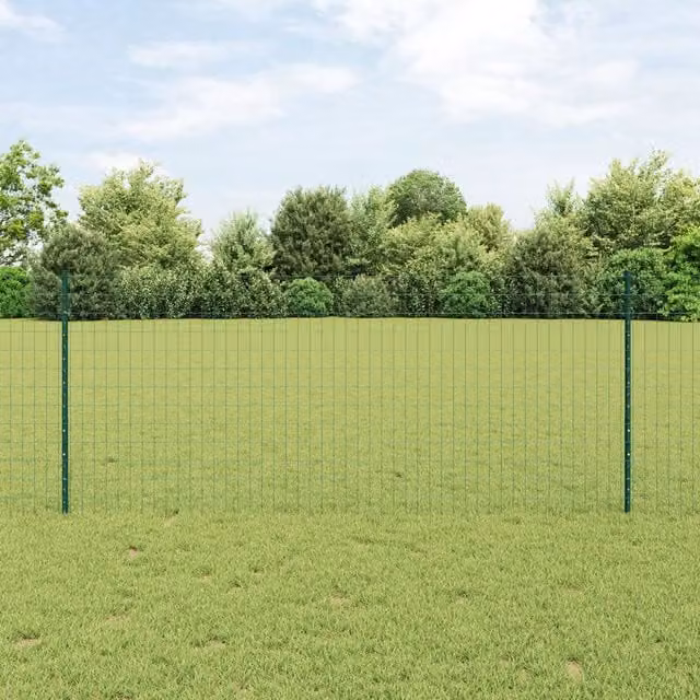 Berkfield Home Euro Fence Green Steel with 11 U-Posts, 1 x 25 m