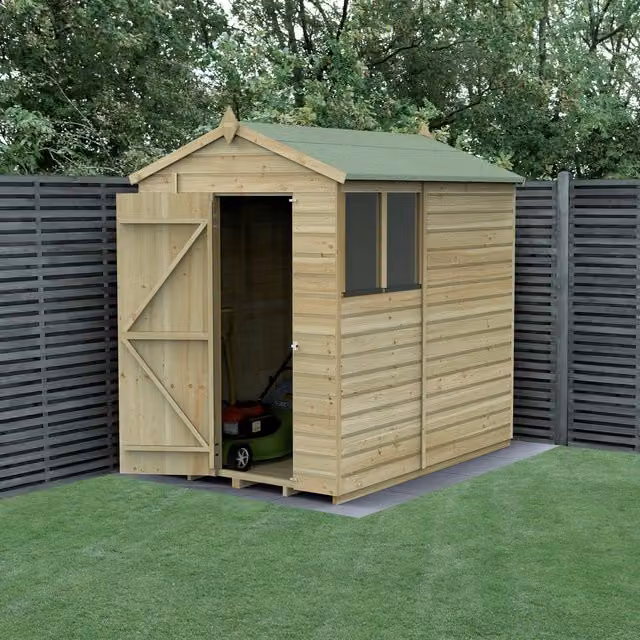 Beckwood Apex Wood Garden Shed in Brown with Window and Base