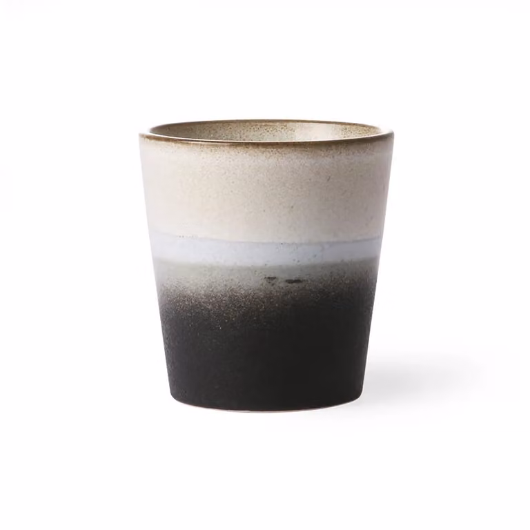 HKLIVING Rock 70s Ceramic Stoneware Coffee Mug in Brown and Multicolour