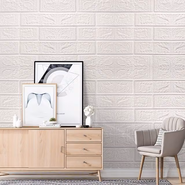 Komore Set of 15 Adhesive White Foam Tile Effect Stickers