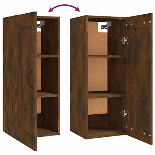 vidaXL Hanging Cabinet in Smoked Oak, W/D/H: 35 x 34 x 90 cm – 3
