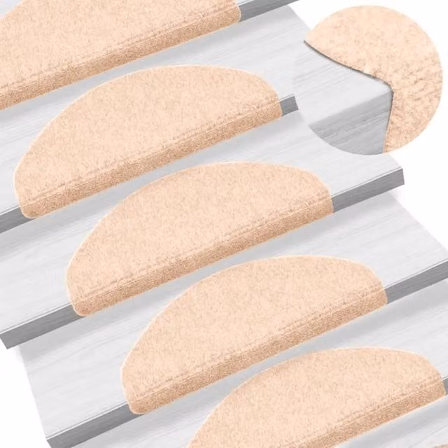 Berkfield Home 15 Piece Self-Adhesive Needle Punch Stair Mats, Brown, W/D/H: 65 x 21 x 4 cm