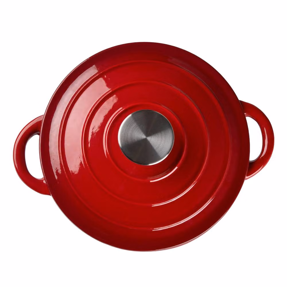 Garden Sanctuary Red Enamelled Cast Iron Dutch Oven Casserole Pot with Glass Lid, 4L – 2