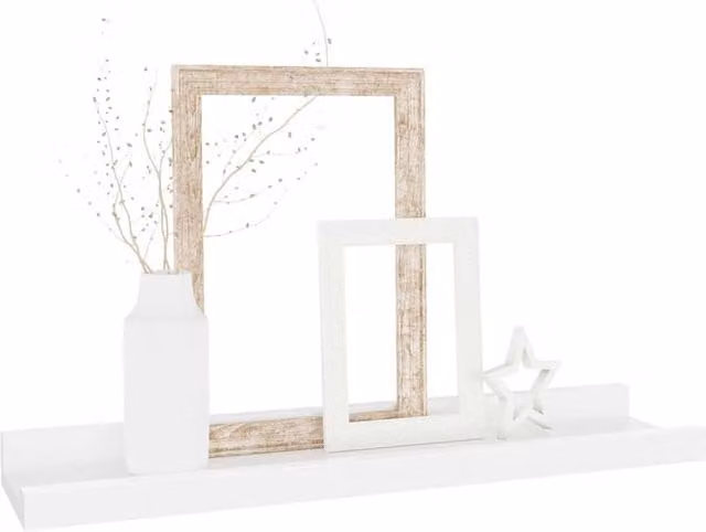 Berkfield Home Wall Mounted Shelves, 4 Piece Set, White, W: 40 cm, D: 9 cm, H: 3 cm