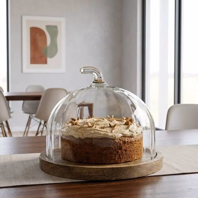 Garden Greatness Pumpkin Cake Plate with Transparent Glass Dome in Multicolour