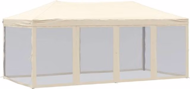 Berkfield Home Folding Party Tent with Sidewalls in Beige, W: 6 m, D: 3 m, H: 3 m