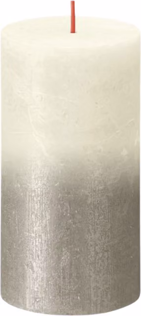 Bolsius Faded Soft Pearl Rustic Metallic Candle in White and Silver
