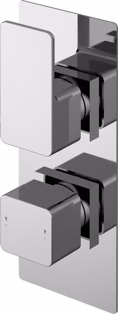 Balterley Square Concealed Thermostatic Twin Shower Valve, 1 Outlet, Chrome Silver