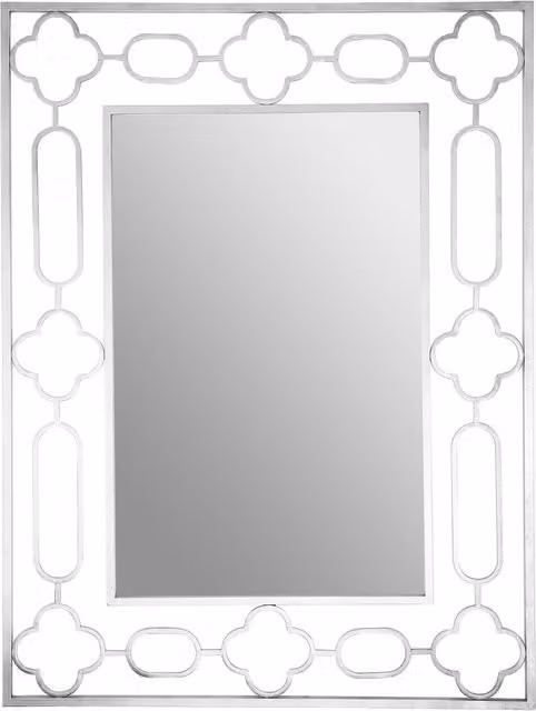Orsina Merlin Silver Leaf Rectangular Wall Mirror, W: 93 cm, D: 2 cm, H: 124 cm