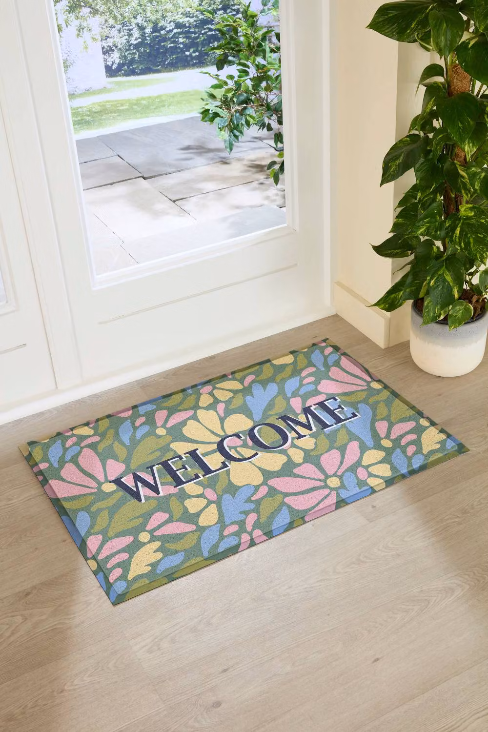 Artsy Mats Welcome Pastel Flowers Doormat, Multicolour, W: 90 cm, D: 60 cm – 2