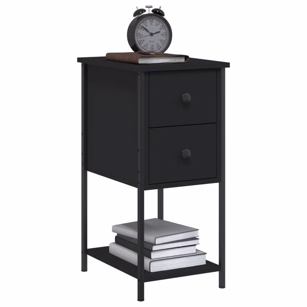 Berkfield Home Durable Bedside Cabinets, 2 Piece Set in Black, W/D/H: 32 x 42 x 70 cm – 4