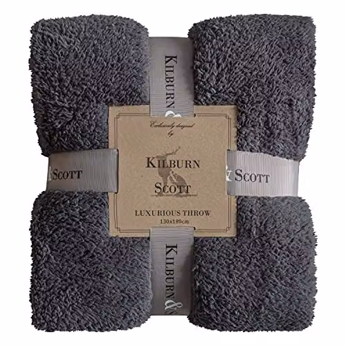 Gallery Direct Fluffy Fleece Throw in Grey W/D/H: 130 x 180 cm