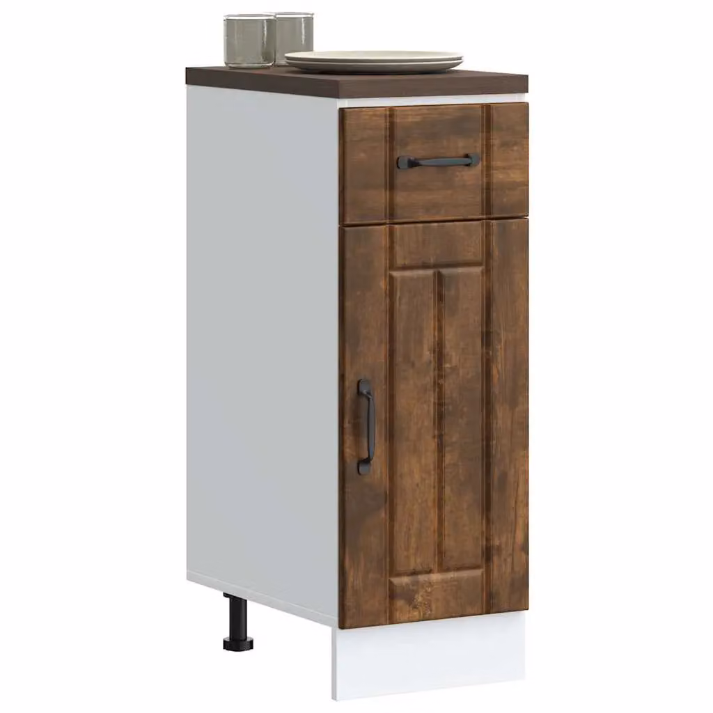 Berkfield Home Lucca Smoked Oak Kitchen Sink Base Cabinet in Brown – 3