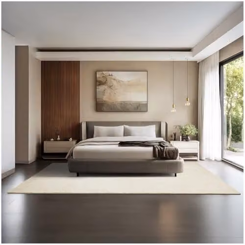 tectake Zonelle Fluffy Rug in Beige, Washable and Allergy-Friendly Short-Pile Polyester, W/D: 200 x 290 cm – 1