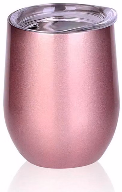 Roesle Pink Stainless Steel Travel Eggshell Mug with Lid, 355ml