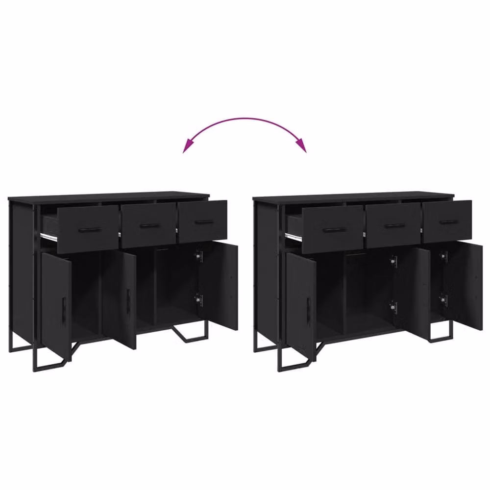 Berkfield Home Black Matt Sideboard, W/D/H: 97 x 32.5 x 74.5 cm – 5