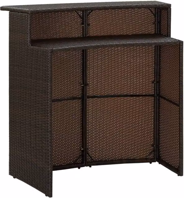 Berkfield Home Brown Poly Rattan Garden Bar Table W/D/H: 120 x 55 x 110 cm