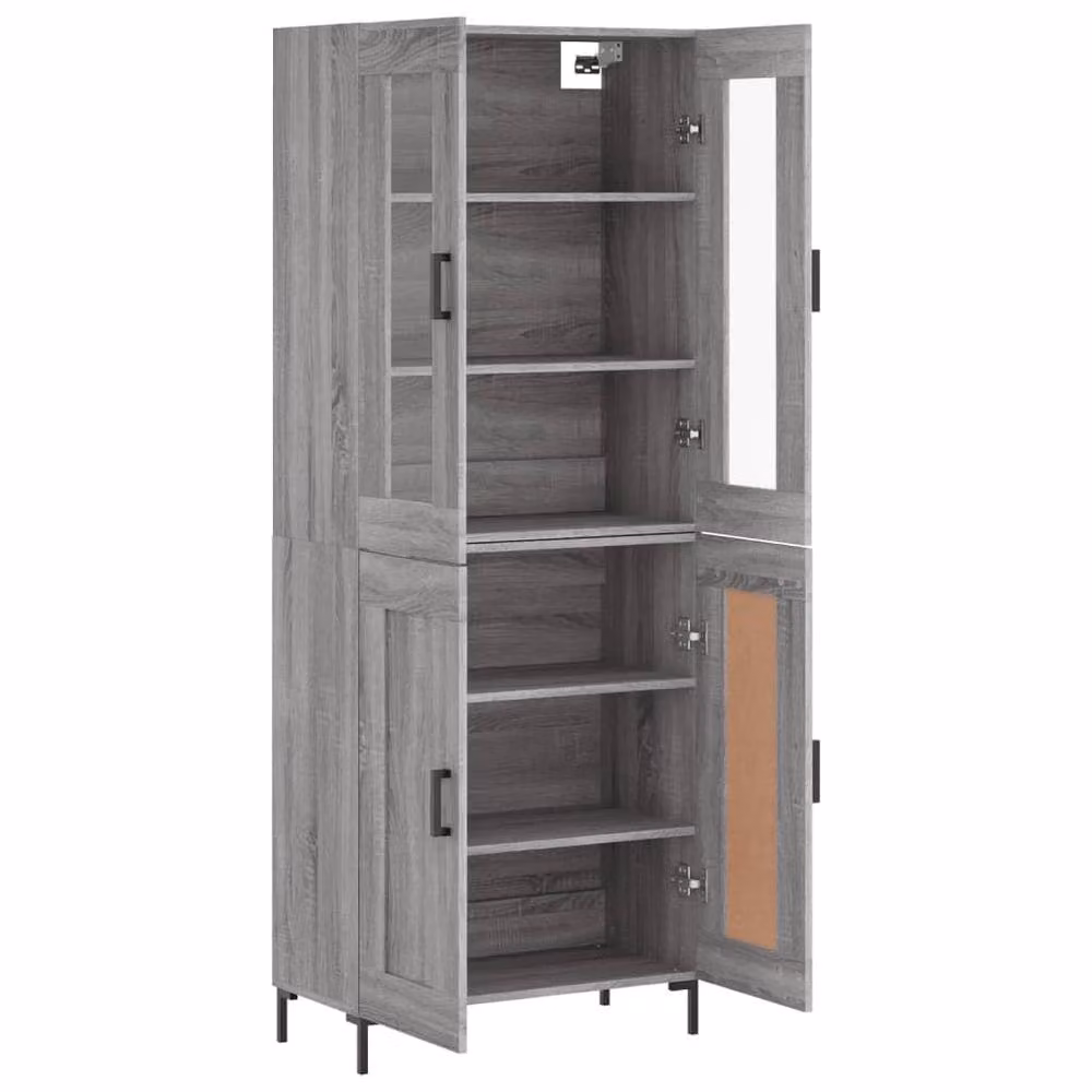 Berkfield Home Grey Sonoma Modern Highboard with Glass Doors, W/D/H: 69.5 x 34 x 180 cm – 3