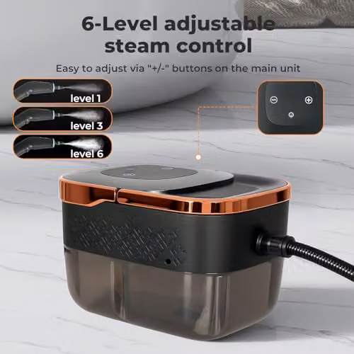 Spector Handheld Steam Cleaner in Black and Transparent with 1.6L Tank and Digital Display – 3