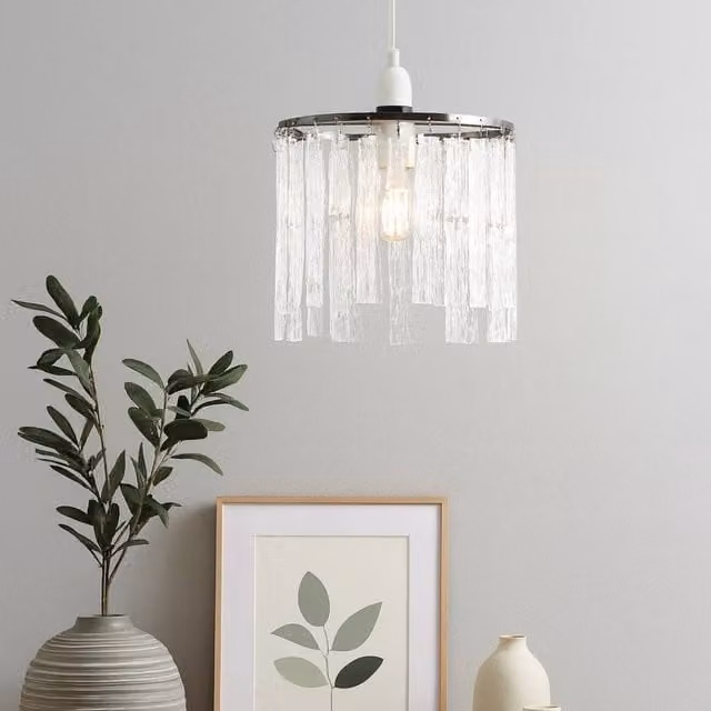 Pagazzi Lighting Maren Clear Easy-Fit Cylinder Pendant Light in Transparent Glass and Plastic