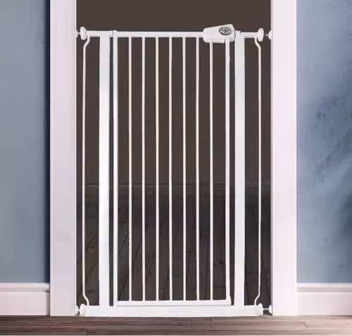 Safetots Extra Tall Metal Pressure Fit Safety Gate in White, Height: 104 cm, Width: 75 cm - 82.6 cm – 2