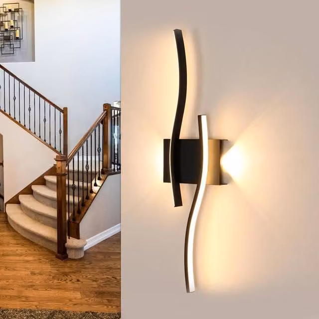 COMELY Modern Black LED Indoor Wall Lights with Warm White Up and Down Lighting