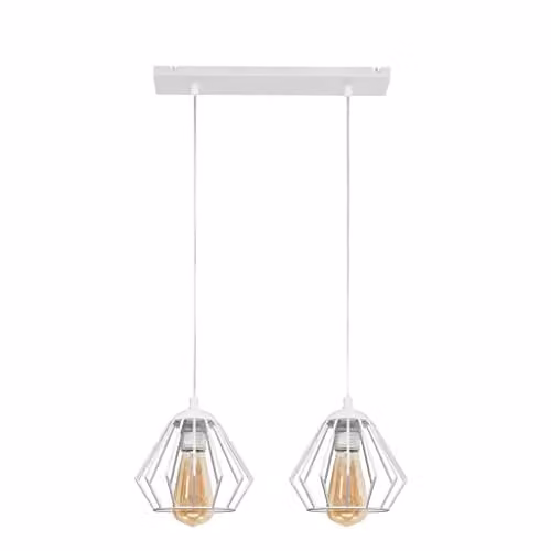 Netlighting Helam Agat Straight Bar Pendant Ceiling Light in White, 40cm