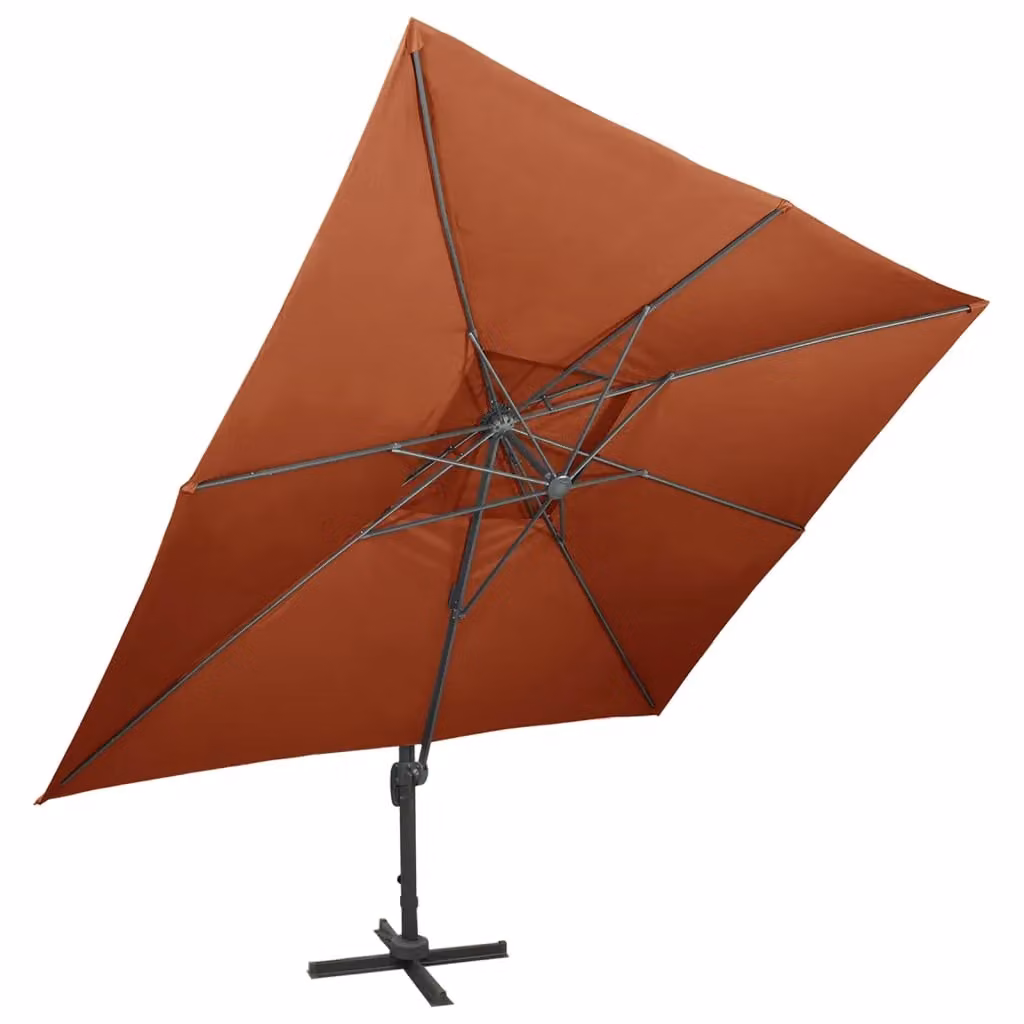Berkfield Home Cantilever Garden Parasol with Double Top in Brown, W: 400 cm, D: 300 cm, H: 274 cm – 2
