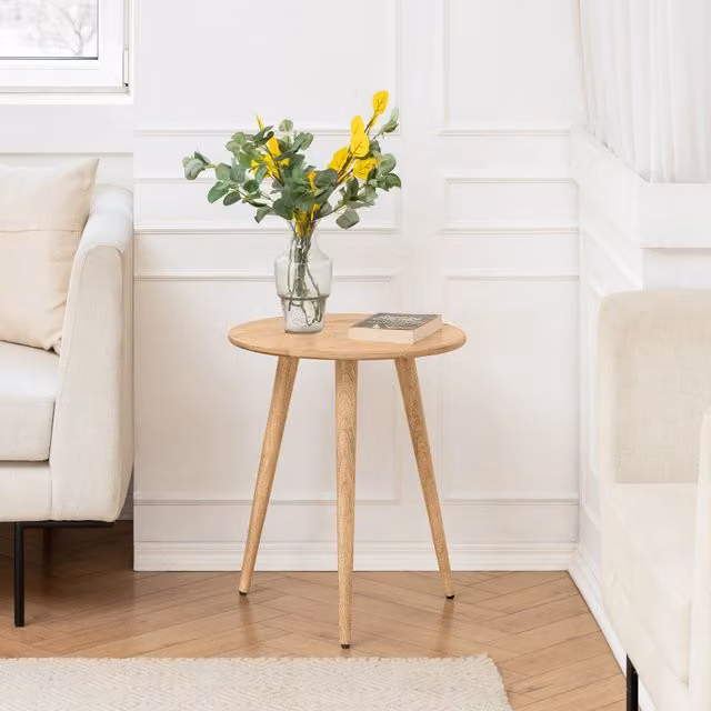 MH London Judy Round Solid Wood End Table in Brown