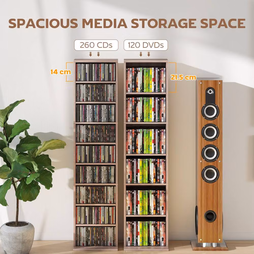 ERGOVEXA 260 Narrow CD Storage Unit in White with Adjustable Shelves and Media Compartments – 3