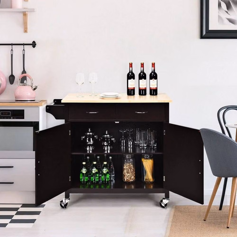 Kelvenix Kitchen Island Rolling Storage Trolley Cart in Black – 3